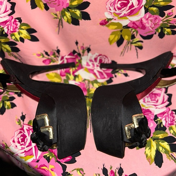 Sam Edelman pinup black satin bow platform heels 9.5 nib sexy pinup vixen kitten - Picture 9 of 17